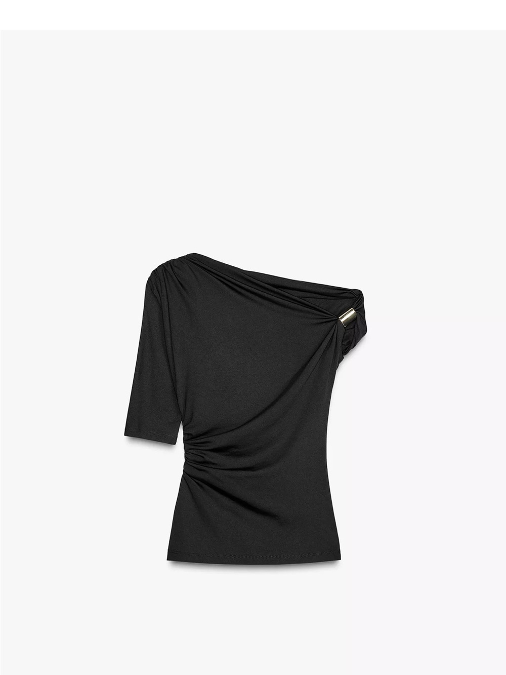 Zara Black One-Shoulder Drape Top